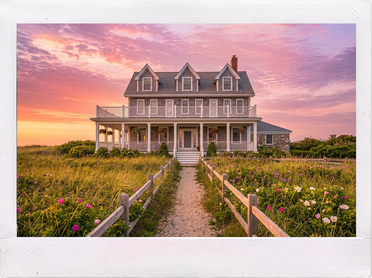 The Birch Point Inn front exterior at sunset